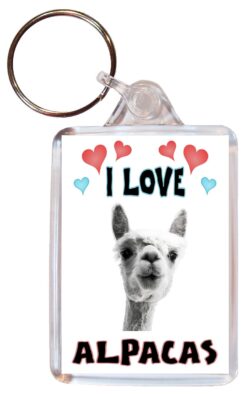 I Love Alpacas - Double Sided Large Keyring Key Fob Chain Ring Name Tag Gift Present Souvenir