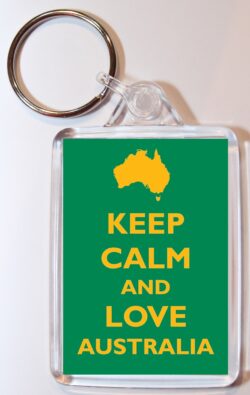Keep Calm and Love Australia - Double Sided Large Keyring Key Ring Fob Chain Name Tag Gift Present Souvenir