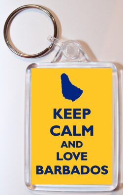 Keep Calm and Love Barbados - Double Sided Large Keyring Key Ring Fob Chain Name Tag Gift Present Souvenir