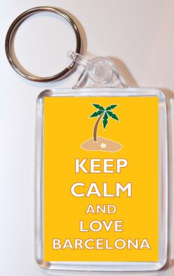 Keep Calm and Love Barcelona - Double Sided Large Keyring Key Ring Fob Chain Name Tag Gift Present Souvenir