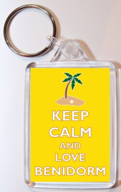Keep Calm and Love Benidorm - Double Sided Large Keyring Key Ring Fob Chain Name Tag Gift Present Souvenir