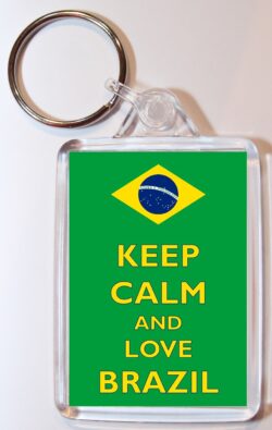 Keep Calm and Love Brazil - Double Sided Large Keyring Key Ring Fob Chain Name Tag Gift Present Souvenir