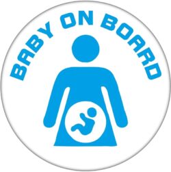 Baby on Board 59mm Badge - Blue Pregnant Woman Lady