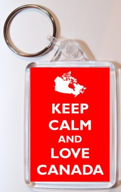 Keep Calm and Love Canada - Double Sided Large Keyring Key Ring Fob Chain Name Tag Gift Present Souvenir