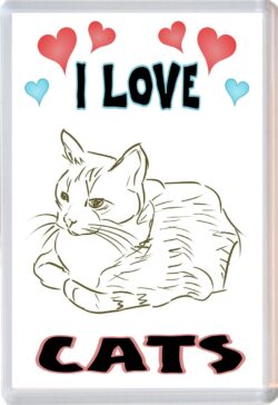 I Love Cats - Jumbo Fridge Magnet Souvenir Gift Present