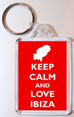 Keep Calm and Love Ibiza - Double Sided Large Keyring Key Ring Fob Chain Name Tag Gift Present Souvenir
