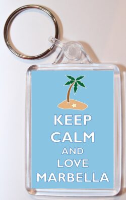 Keep Calm and Love Marbella - Double Sided Large Keyring Key Ring Fob Chain Name Tag Gift Present Souvenir