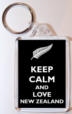 Keep Calm and Love New Zealand - Double Sided Large Keyring Key Ring Fob Chain Name Tag Gift Present Souvenir