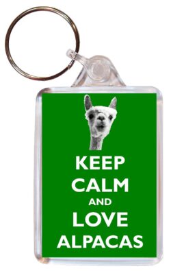 Keep Calm and Love Alpacas - Double Sided Large Keyring Key Ring Fob Chain Name Tag Gift Present Souvenir