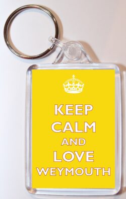 Keep Calm and Love Weymouth - Double Sided Large Keyring Key Ring Fob Chain Name Tag Gift Present Souvenir