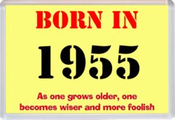Born in 1955 Birthday - Jumbo Fridge Magnet - Becomes Wiser Quote