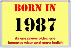 Born in 1987 Birthday - Jumbo Fridge Magnet - Becomes Wiser Quote
