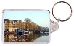 Amsterdam - Holland ? Double Sided Large Keyring Key Fob Chain Ring Gift Present Souvenir