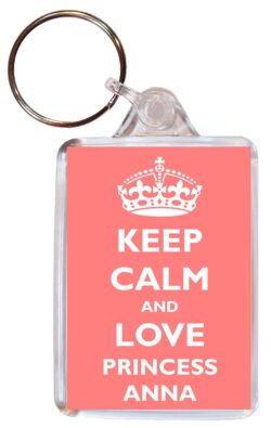 Keep Calm and Love Princess Anna - Double Sided Large Keyring Key Ring Fob Chain Name Tag Gift Girl Girls Present Souvenir