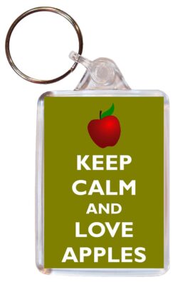 Keep Calm and Love Apples - Double Sided Large Keyring Key Ring Fob Chain Name Tag Gift Present Souvenir