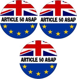 Article 50 ASAP - 3 PACK - 59mm Badge Referendum Brexit European Union EU Vote Leave Stay