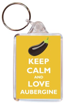 Keep Calm and Love Aubergine - Double Sided Large Keyring Key Ring Fob Chain Name Tag Gift Present Souvenir