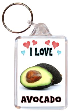I Love Avocado - Double Sided Large Keyring Key Fob Chain Ring Name Tag Gift Present Souvenir