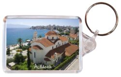 Albania ? Double Sided Large Keyring Key Fob Chain Ring Gift Present Souvenir