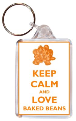 Keep Calm and Love Baked Beans - Double Sided Large Keyring Key Ring Fob Chain Name Tag Gift Present Souvenir