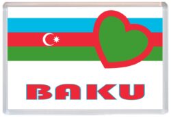 Baku - Love Azerbaijan Towns & Cities Flag - Jumbo Fridge Magnet Souvenir Gift Present