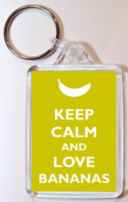Keep Calm and Love Bananas - Double Sided Large Keyring Key Ring Fob Chain Name Tag Gift Present Souvenir