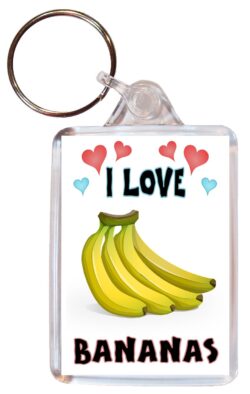 I Love Bananas - Double Sided Large Keyring Key Fob Chain Ring Name Tag Gift Present Souvenir