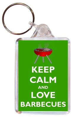 Keep Calm and Love Barbecues - Double Sided Large Keyring Key Ring Fob Chain Name Tag Gift Present Souvenir