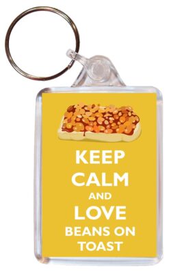 Keep Calm and Love Beans on Toast - Double Sided Large Keyring Key Ring Fob Chain Name Tag Gift Present Souvenir