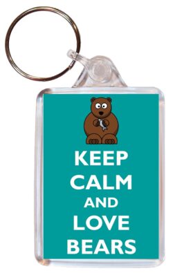 Keep Calm and Love Bears - Double Sided Large Keyring Key Ring Fob Chain Name Tag Gift Present Souvenir