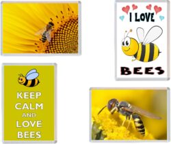 Bee/Bees - Keep Calm, I Love & More - 4 PACK - Jumbo Fridge Magnet Souvenir Gift Present