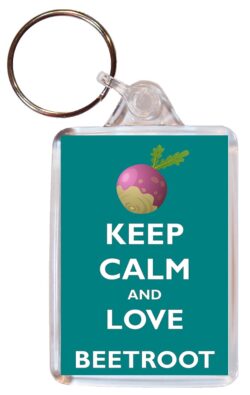 Keep Calm and Love Beetroot - Double Sided Large Keyring Key Ring Fob Chain Name Tag Gift Present Souvenir
