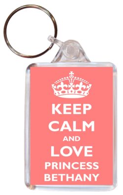 Keep Calm and Love Princess Bethany - Double Sided Large Keyring Key Ring Fob Chain Name Tag Gift Girl Girls Present Souvenir