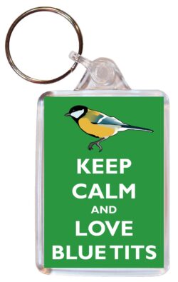 Keep Calm and Love Blue Tits - Double Sided Large Keyring Key Fob Chain Ring Gift Present Souvenir