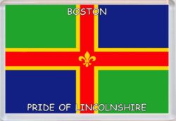 Boston - Pride of Lincolnshire County Flag - Jumbo Fridge Magnet Souvenir Gift Present