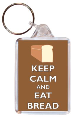 Keep Calm and Eat Bread - Double Sided Large Keyring Key Ring Fob Chain Name Tag Gift Present Souvenir