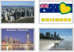 Brisbane - Australia - 4 PACK - Jumbo Fridge Magnet Souvenir Gift Present