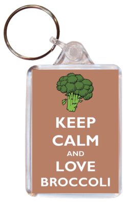 Keep Calm and Love Broccoli - Double Sided Large Keyring Key Ring Fob Chain Name Tag Gift Present Souvenir