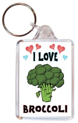 I Love Broccoli - Double Sided Large Keyring Key Fob Chain Ring Name Tag Gift Present Souvenir