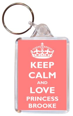 Keep Calm and Love Princess Brooke - Double Sided Large Keyring Key Ring Fob Chain Name Tag Gift Girl Girls Present Souvenir