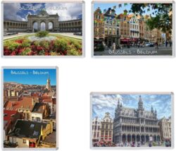 Brussels - Belgium - 4 PACK - Jumbo Fridge Magnet Souvenir Gift Present