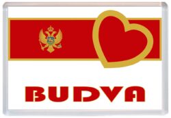 Budva - Love Montenegro Towns & Cities Flag - Jumbo Fridge Magnet Souvenir Gift Present