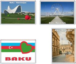 Baku - Azerbaijan - 4 PACK - Jumbo Fridge Magnet Souvenir Gift Present