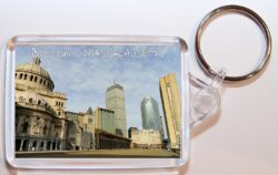 Boston - Massachusetts - USA - Double Sided Large Keyring Key Fob Chain Ring Gift Present Souvenir