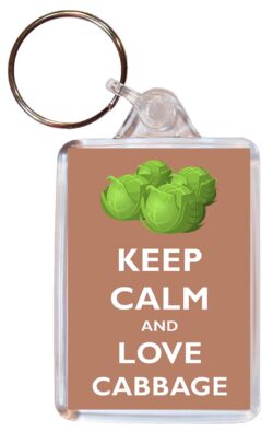 Keep Calm and Love Cabbage - Double Sided Large Keyring Key Ring Fob Chain Name Tag Gift Present Souvenir