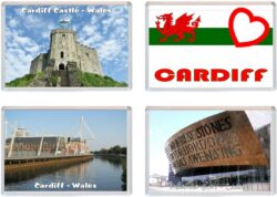 Cardiff - Wales - 4 PACK - Jumbo Fridge Magnet Souvenir Gift Present