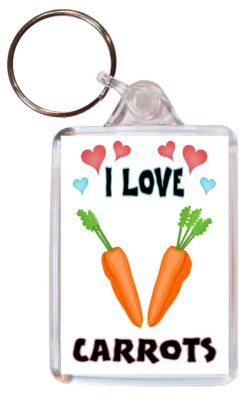 I Love Carrots - Double Sided Large Keyring Key Fob Chain Ring Name Tag Gift Present Souvenir