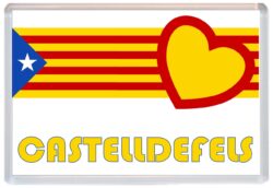 Castelldefels - Love Catalonia Towns & Cities Flag - Jumbo Fridge Magnet Souvenir Gift Present