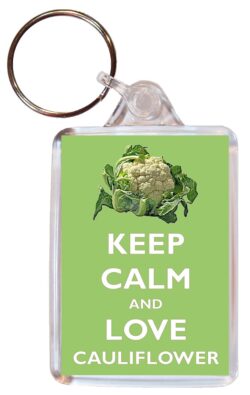Keep Calm and Love Cauliflower - Double Sided Large Keyring Key Ring Fob Chain Name Tag Gift Present Souvenir