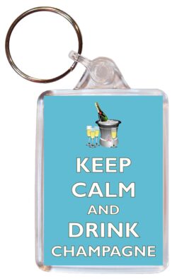 Keep Calm and Drink Champagne - Double Sided Large Keyring Key Ring Fob Chain Name Tag Gift Present Souvenir